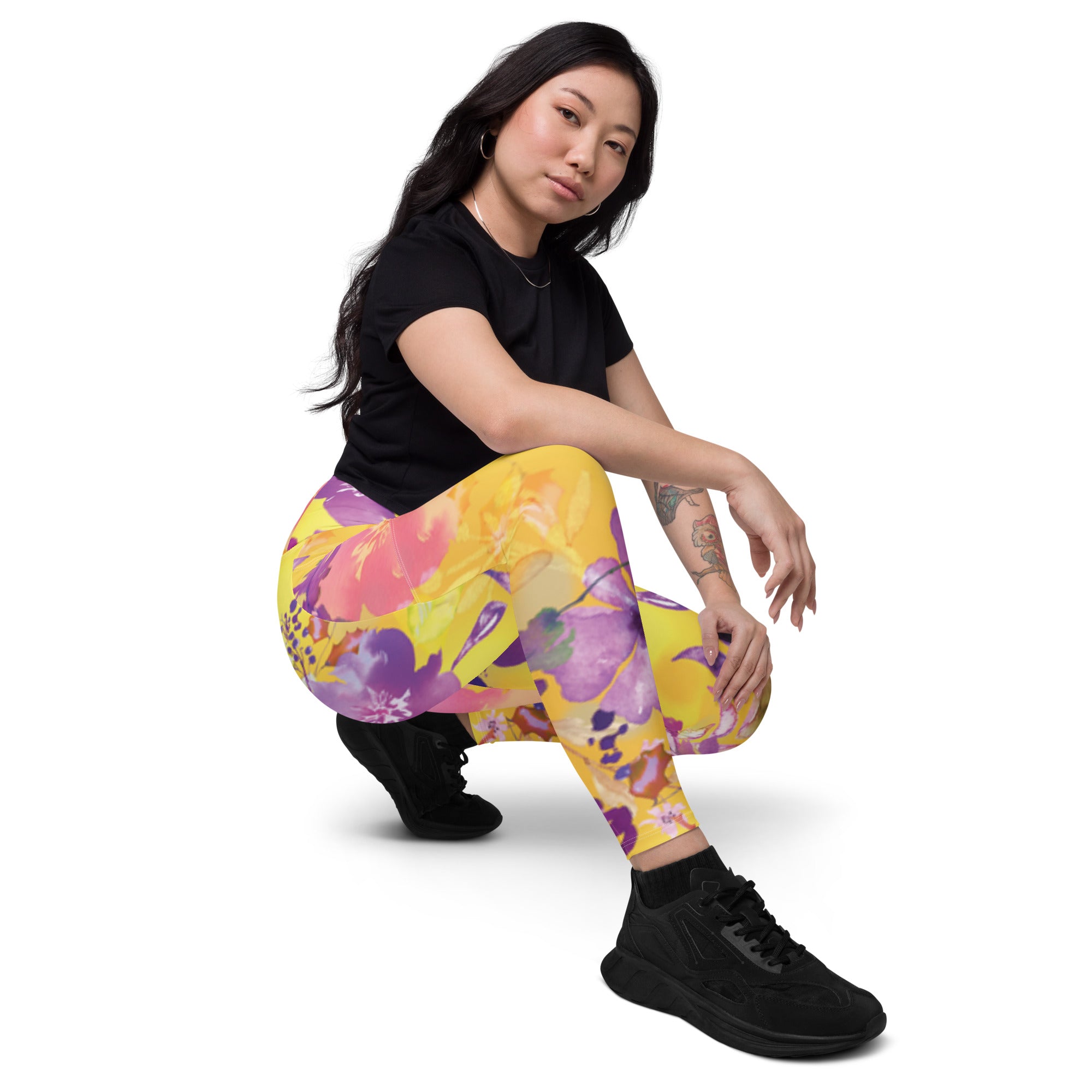 Yellow Chinoiserie Leggings with Pockets | All Sizes